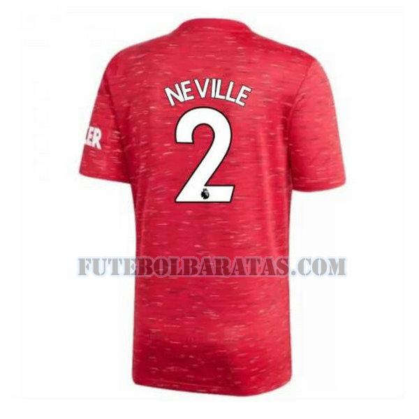 camisa neville 2 manchester united 2020-2021 home - vermelho homens
