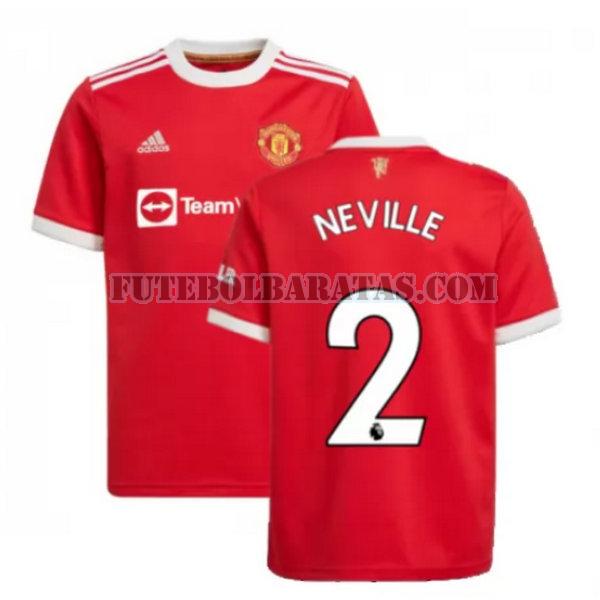 camisa neville 2 manchester united 2021 2022 home - vermelho homens