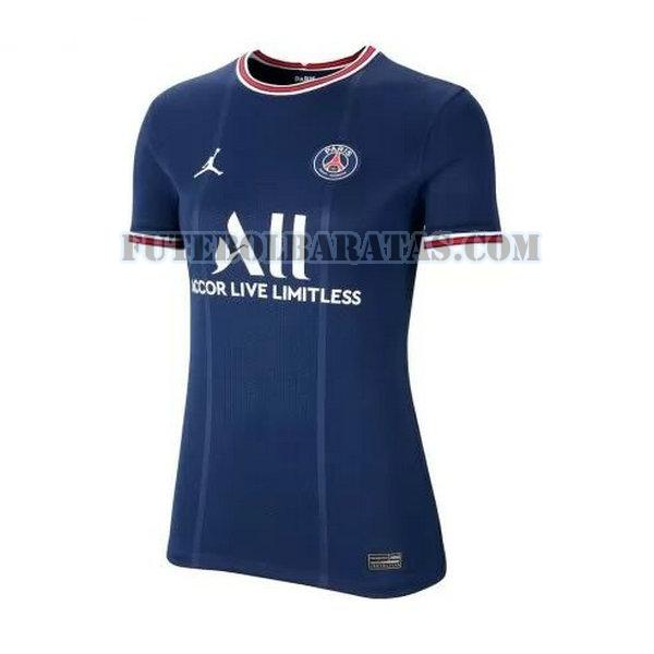 camisa paris saint-germain 2021 2022 home - azul mulheres