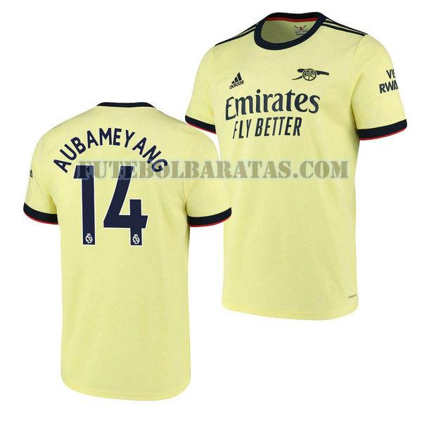 camisa pierre emerick aubameyang 14 arsenal 2021 2022 away - amarelo homens