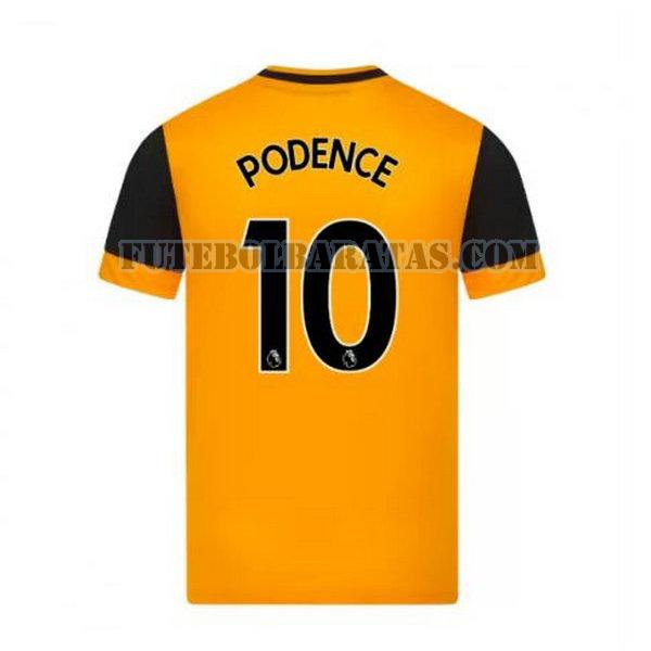 camisa podence 10 wolverhampton wanderers wolves 2020-2021 home - amarelo homens