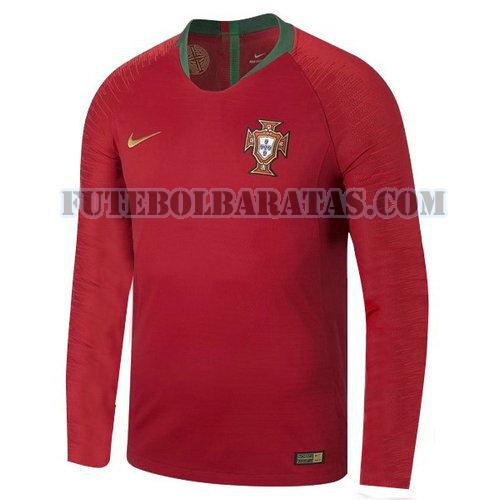 camisa portugal 2018 home manga comprida - vermelho homens