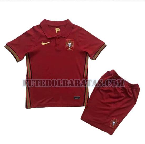 camisa portugal 2020-2021 home - vermelho meninos