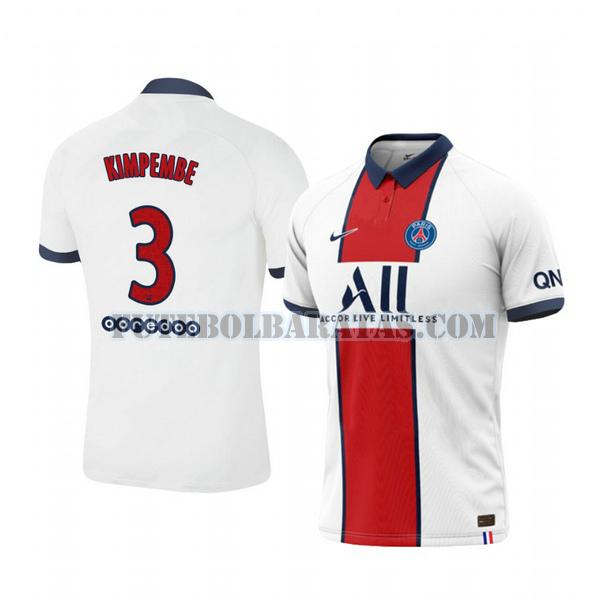 camisa presnel kimpembe 3 paris saint-germain 2020-2021 away - branco homens