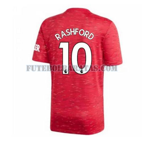 camisa rashford 10 manchester united 2020-2021 home - vermelho homens