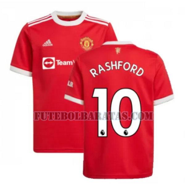 camisa rashford 10 manchester united 2021 2022 home - vermelho homens