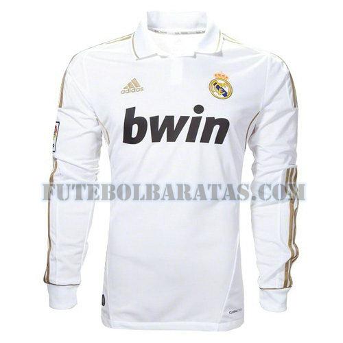 camisa real madrid 2011 2012 home manga comprida - branco homens