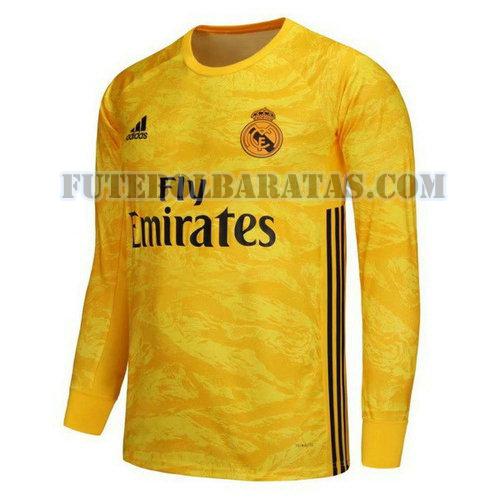 camisa real madrid 2019-2020 goleiro manga comprida - amarelo homens