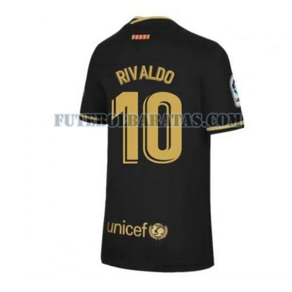 camisa rivaldo 10 barcelona 2020-2021 away - preto homens