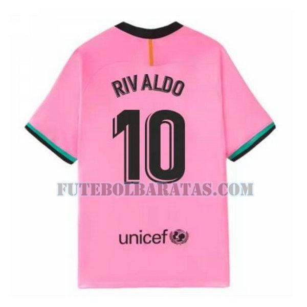 camisa rivaldo 10 barcelona 2020-2021 third - rosa homens