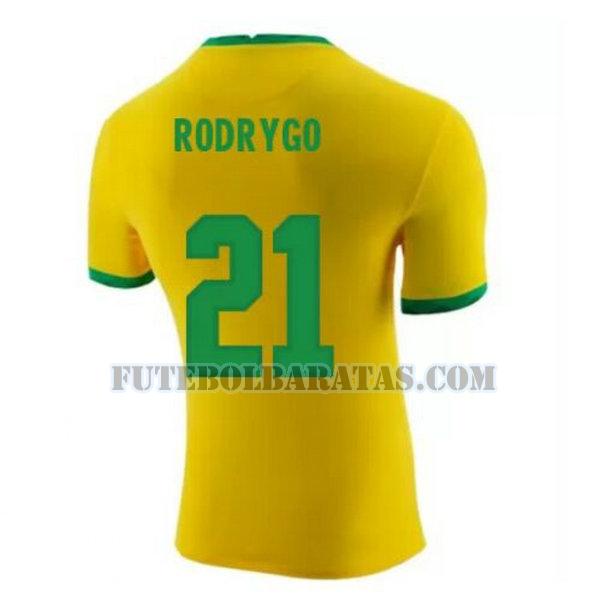 camisa rodrygo 21 brasil 2020-2021 home - amarelo homens