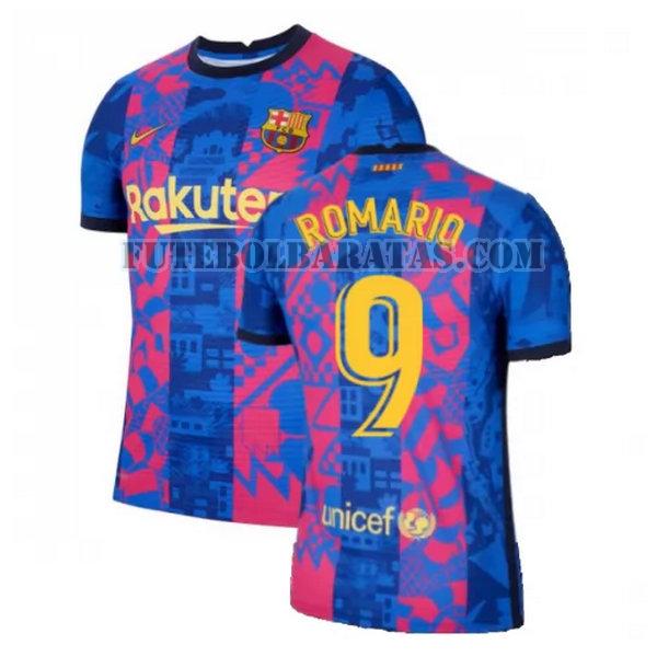 camisa romario 9 barcelona 2021 2022 third - azul vermelho homens