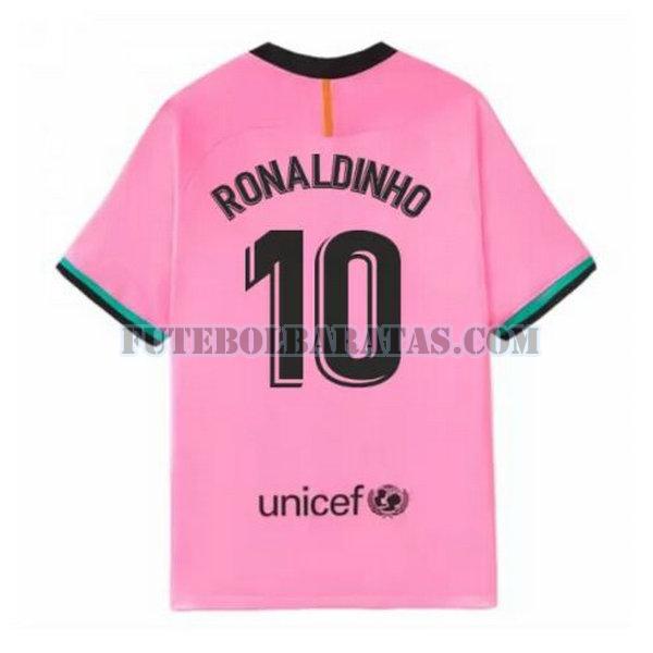 camisa ronaldinho 10 barcelona 2020-2021 third - rosa homens