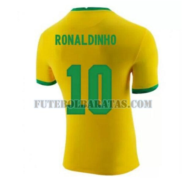 camisa ronaldinho 10 brasil 2020-2021 home - amarelo homens