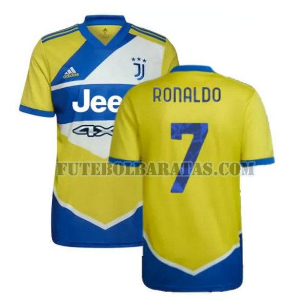 camisa ronaldo 7 juventus 2021 2022 third - amarelo azul homens