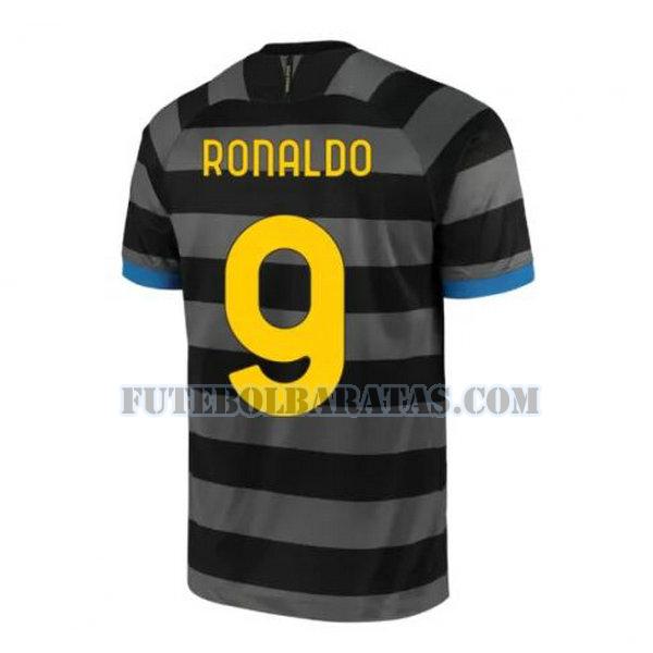 camisa ronaldo 9 inter de milão 2020-2021 third - cinza homens