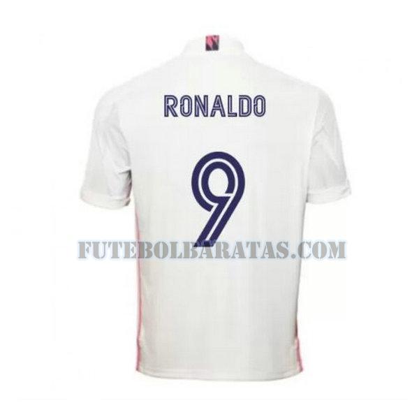 camisa ronaldo 9 real madrid 2020-2021 home - branco homens