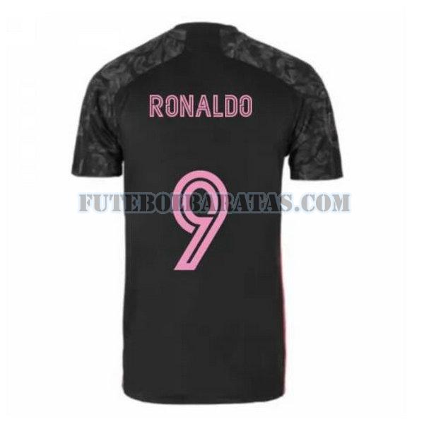 camisa ronaldo 9 real madrid 2020-2021 third - preto homens