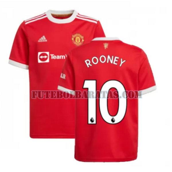 camisa rooney 10 manchester united 2021 2022 home - vermelho homens