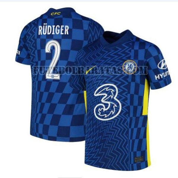 camisa rudiger 2 chelsea 2021 2022 home - azul homens