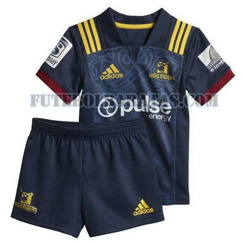 camisa rugby highlanders 2018 home - azul meninos