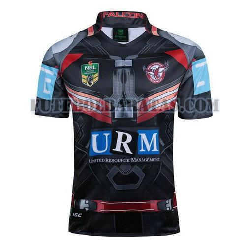camisa rugby manly sea eagles 2017-2018 - preto homens