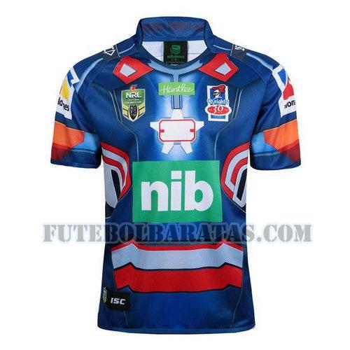 camisa rugby newcastle knights 2017-2018 - azul homens