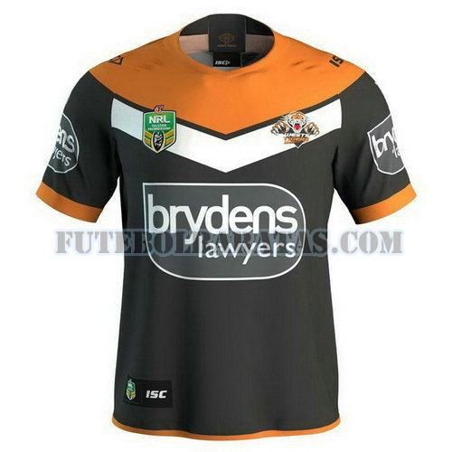 camisa rugby wests tigers 2018 home - preto homens
