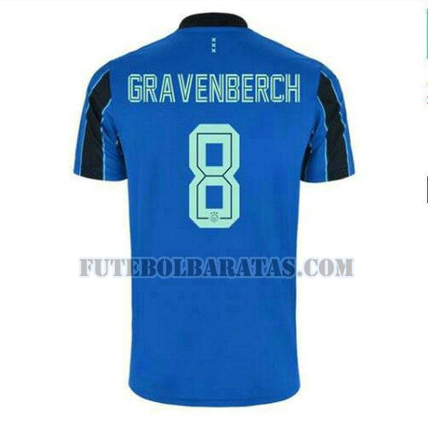 camisa ryan gravenberch 8 ajax amsterdam 2021 2022 away - azul homens