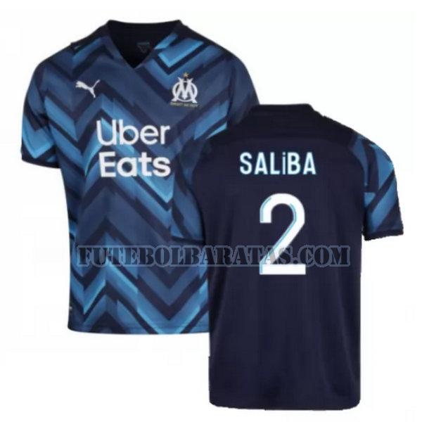 camisa saliba 2 olympique de marseille 2021 2022 away - azul homens
