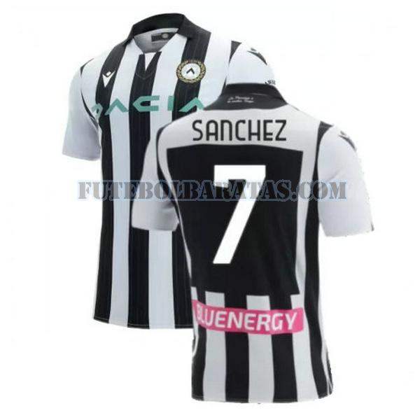 camisa sanchez 7 udinese calcio 2021 2022 home - preto branco homens