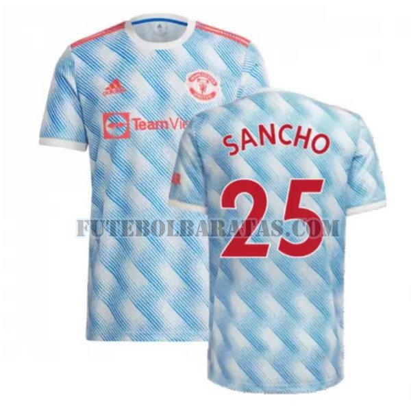 camisa sancho 25 manchester united 2021 2022 away - azul homens