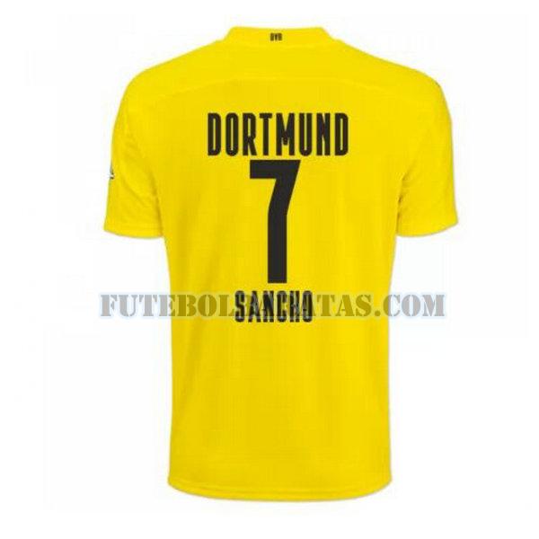 camisa sancho 7 borussia dortmund 2020-2021 home - amarelo homens