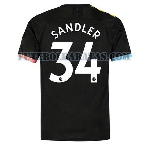 camisa sandler 34 manchester city 2019-2020 away - preto homens