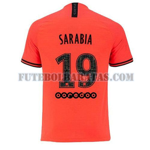 camisa sarabia 19 paris saint-germain jordan 2020 away - laranja homens