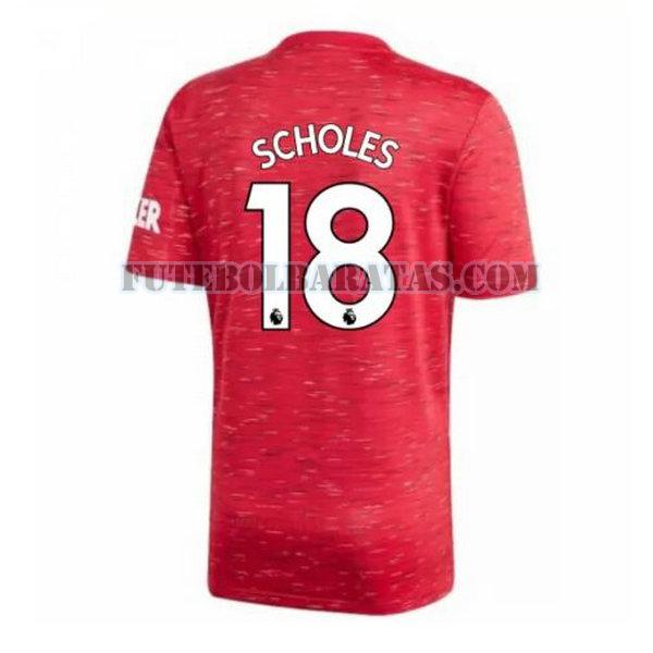 camisa scholes 18 manchester united 2020-2021 home - vermelho homens