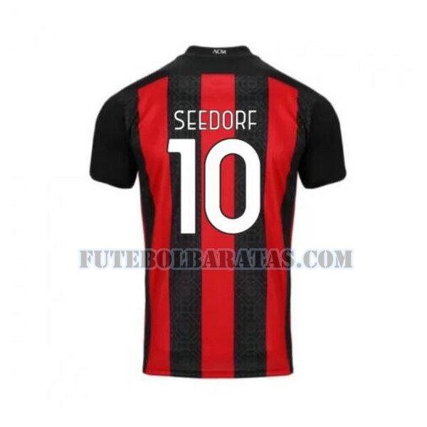 camisa seedorf 10 ac milan 2020-2021 home - vermelho-preto homens