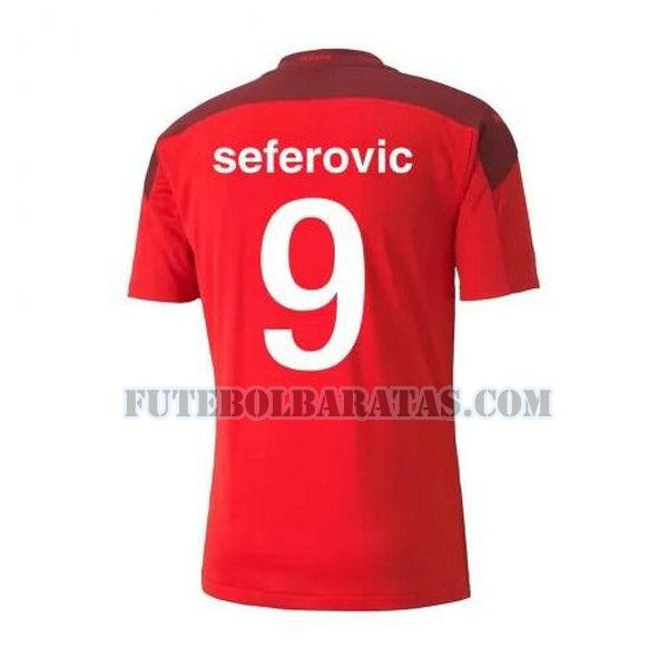 camisa seferovic 9 suíça 2020-2021 home - vermelho homens