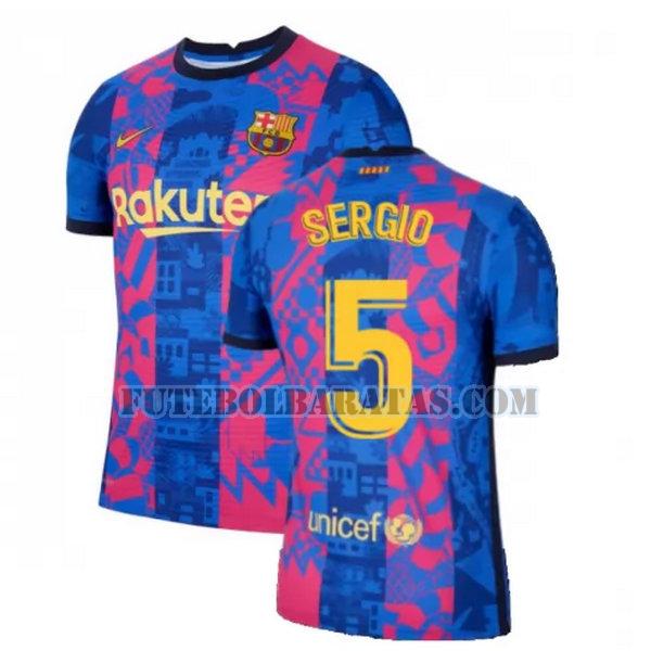 camisa sergio 5 barcelona 2021 2022 third - azul vermelho homens