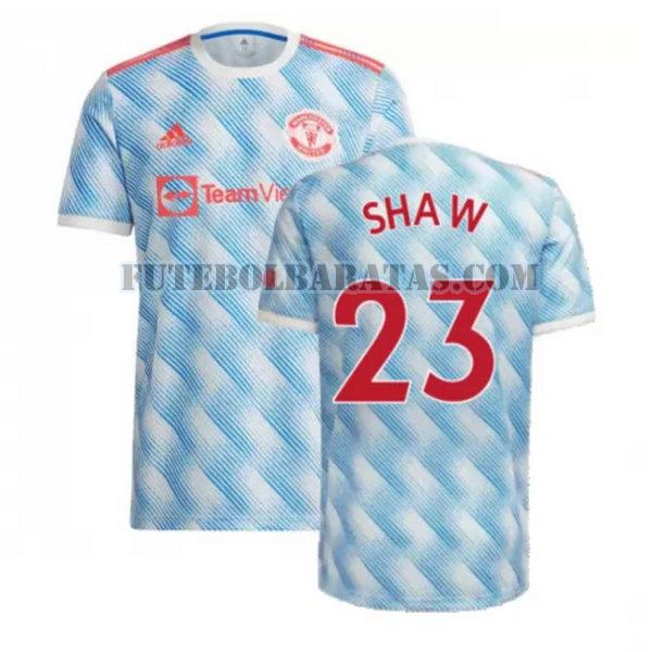 camisa shaw 23 manchester united 2021 2022 away - azul homens