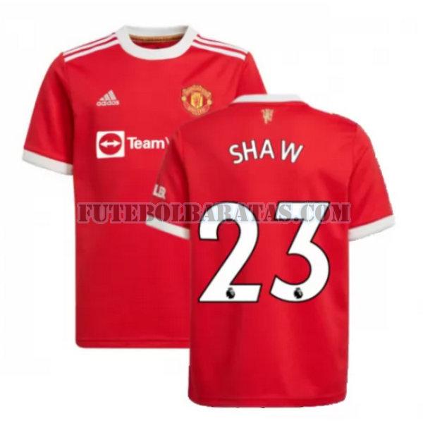 camisa shaw 23 manchester united 2021 2022 home - vermelho homens