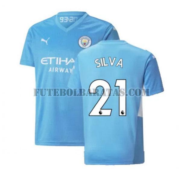 camisa silva 21 manchester city 2021 2022 home - azul homens