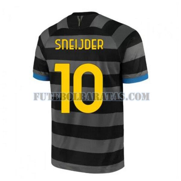 camisa sneijder 10 inter de milão 2020-2021 third - cinza homens
