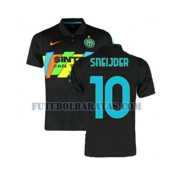 camisa sneijder 10 inter de milão 2021 2022 third - preto homens