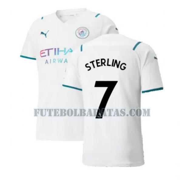 camisa sterling 7 manchester city 2021 2022 away - branco homens