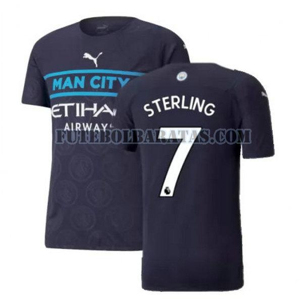 camisa sterling 7 manchester city 2021 2022 third - preto homens