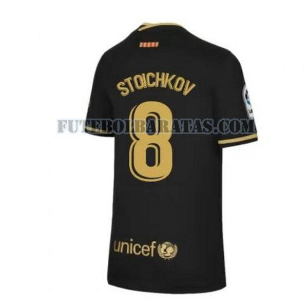 camisa stoichkov 8 barcelona 2020-2021 away - preto homens