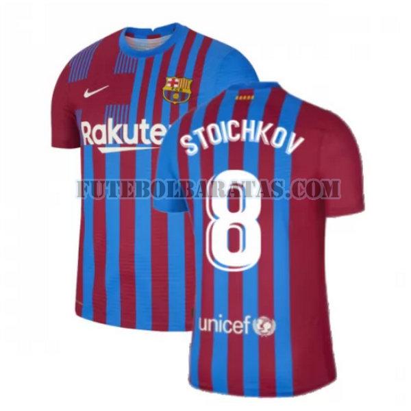 camisa stoichkov 8 barcelona 2021 2022 home - vermelho branco homens