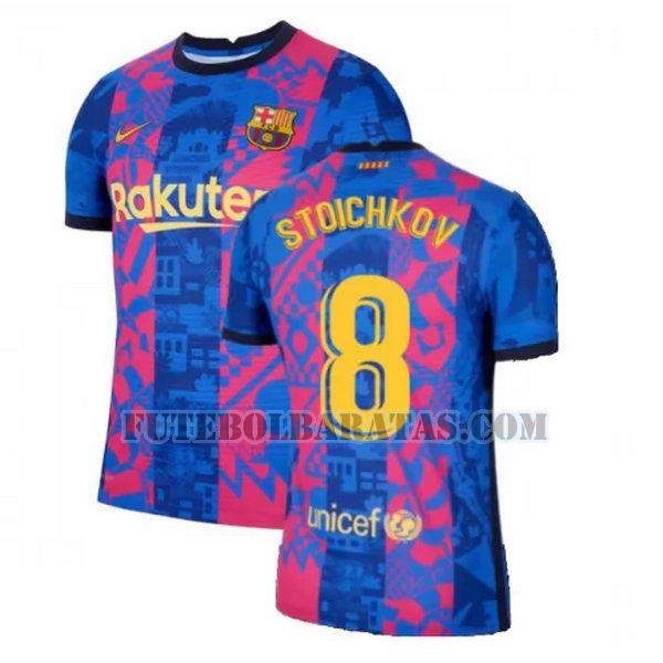 camisa stoichkov 8 barcelona 2021 2022 third - azul vermelho homens