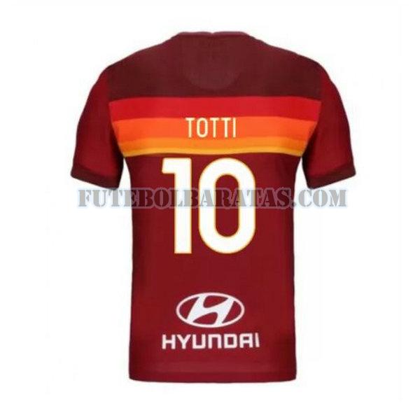 camisa totti 10 as roma 2020-2021 priemra - vermelho homens